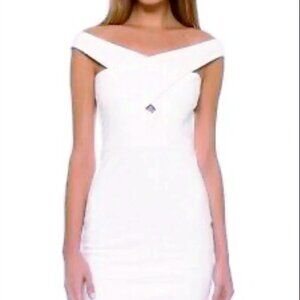 NWT Mason by Michelle Mason White Off Shoulder Dress size P
